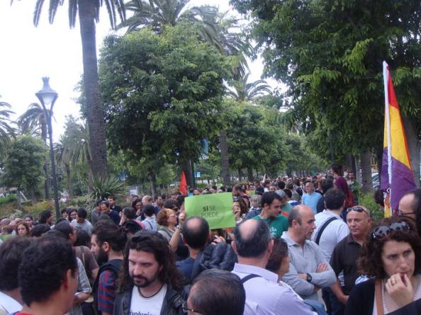 En el Parque de Málaga, antes de empezar la manifestación
